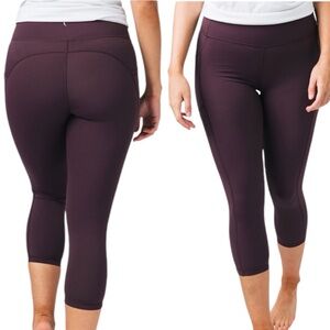 Zyia Active Wine Pocket Brilliant Hi-Rise Crop Capri Legging Plum Purple Sz 12